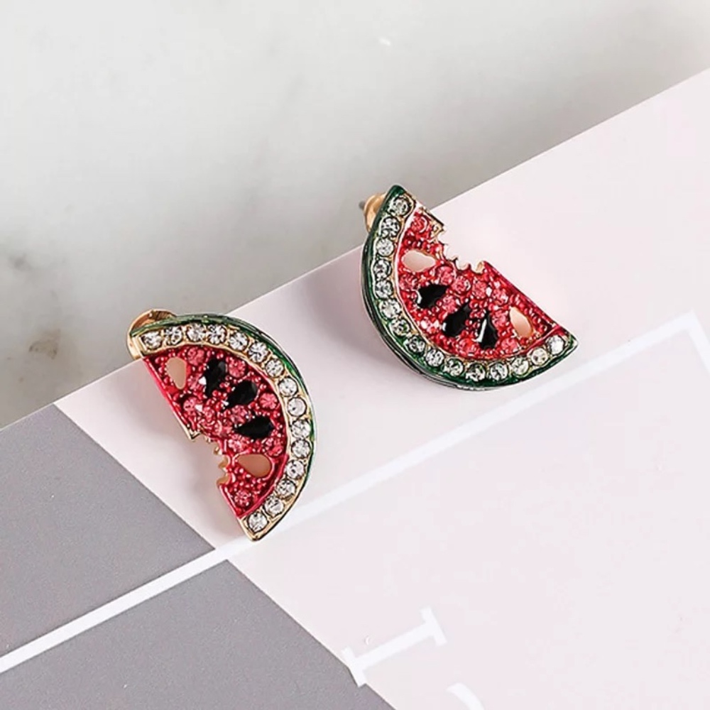 Watermelon Summer Crystal Stud Earrings